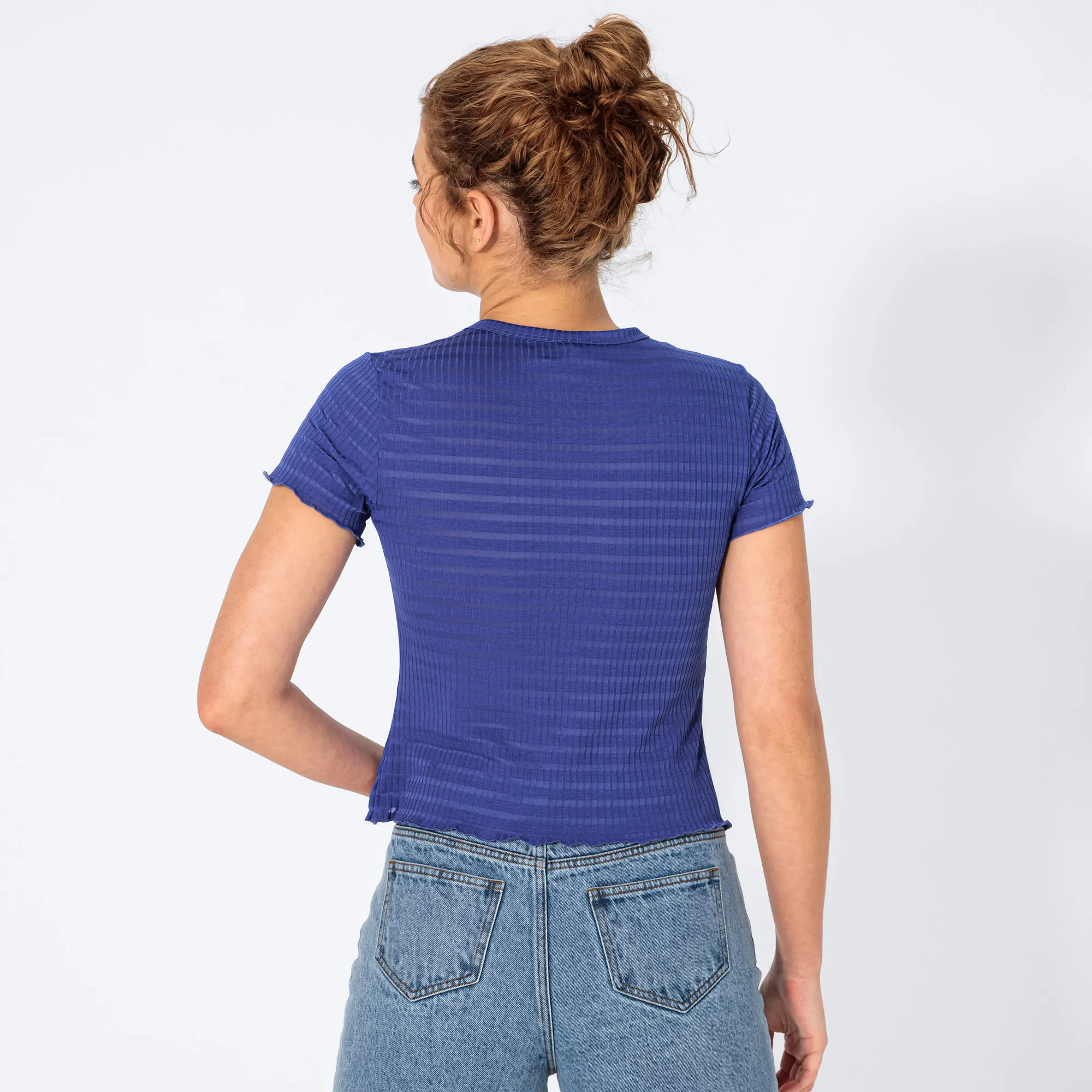 Damen-T-Shirt mit Ausbrenner-Streifen