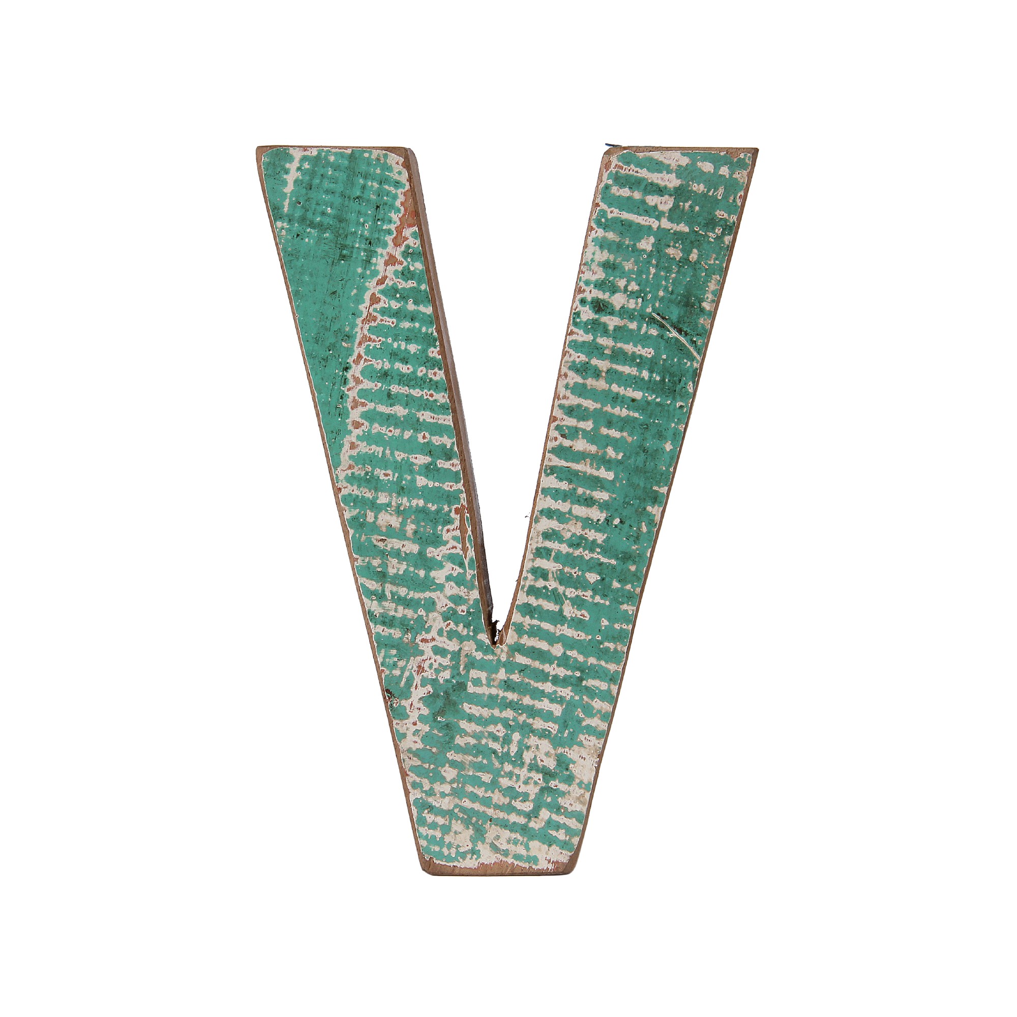 Holzbuchstabe 'V', mehrfarbig, T 2,5 cm, B 13 cm, H 19 cm von fischer's lagerhaus