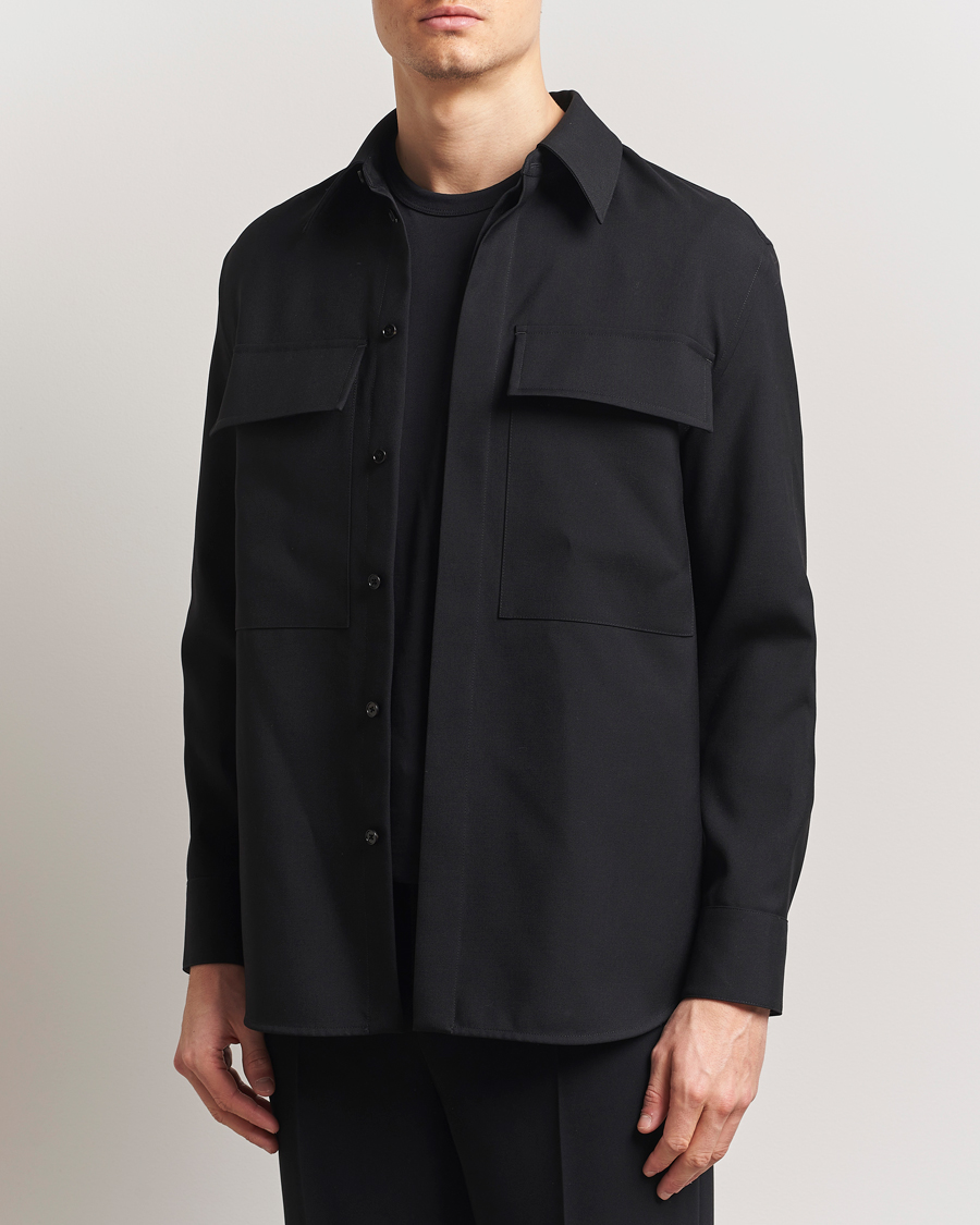 Jil Sander Double Pocket Gabardine Overshirt Black