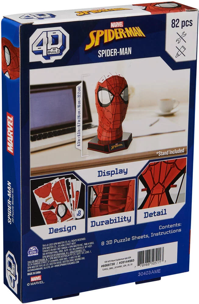 MARVEL - 4D BUILD - MASQUE SPIDERMAN 82 PIECES