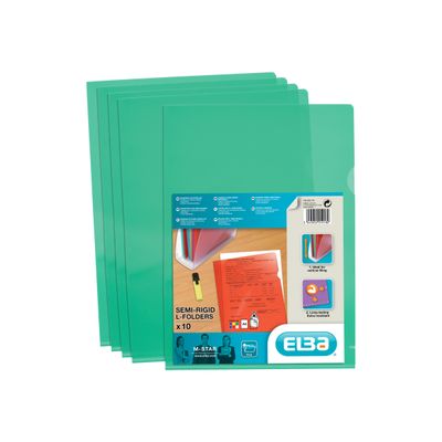 M STAR - 10 Pochettes coin - A4 - pour 25 feuilles - 15/100 - vert