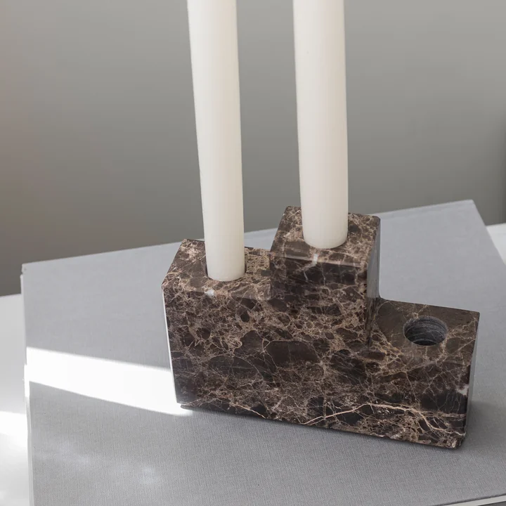 Mette Ditmer - Step Kerzenhalter, six Travertine leinen