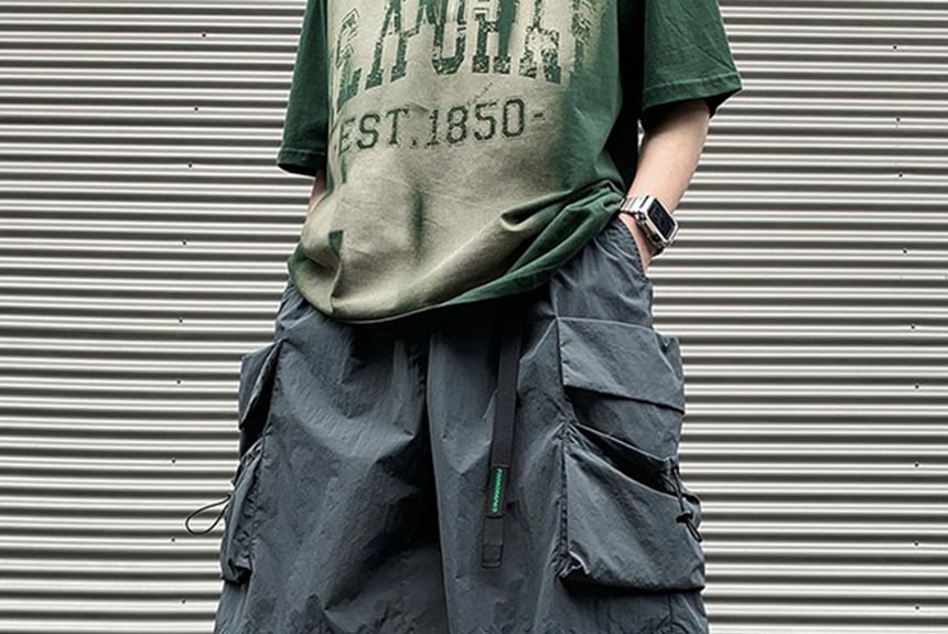 emeisa - Low Rise Plain Wide Leg Cargo Shorts