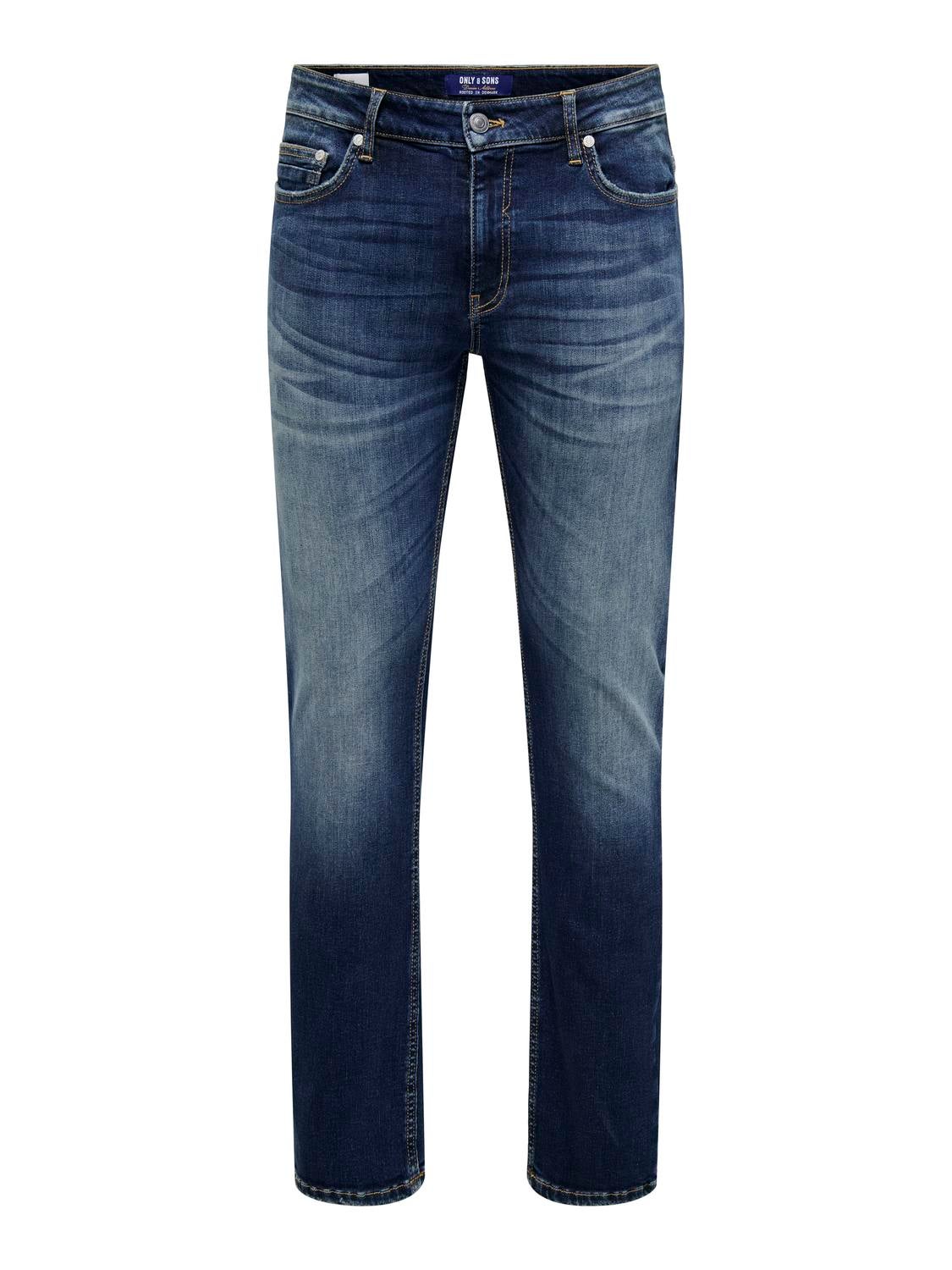 ONSLOOM Niedrige Taille Slim Fit Jeans Dark Blue Denim