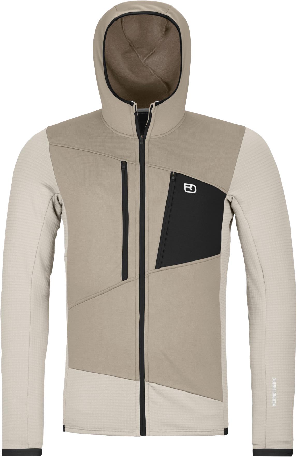 Fleece Grid Hoody Herre 101/White Chalk