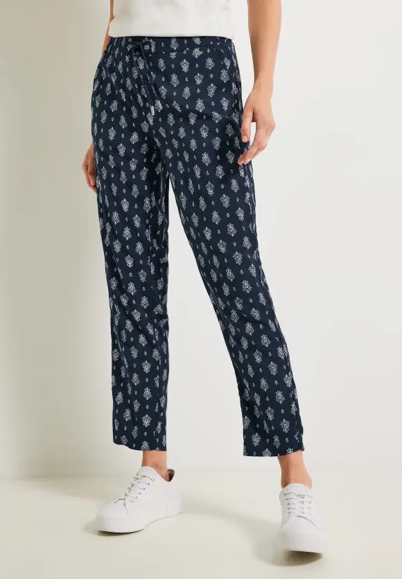Casual Fit Hose mit Print - deep blue