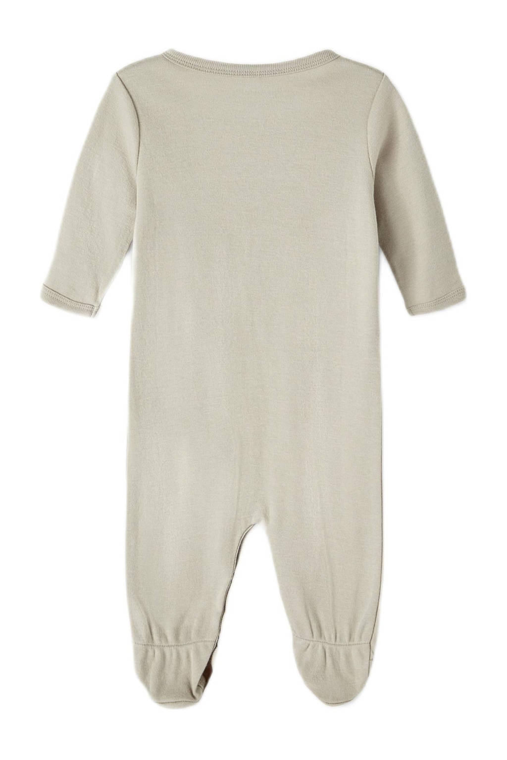 NAME IT baby pyjama NBNNIGHTSUIT - set van 2 met streepdessin grijsgroen