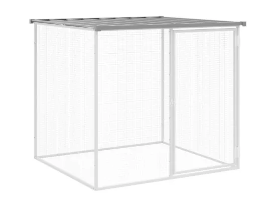 Poulailler avec toit gris clair 203x98x90 cm acier galvanisé