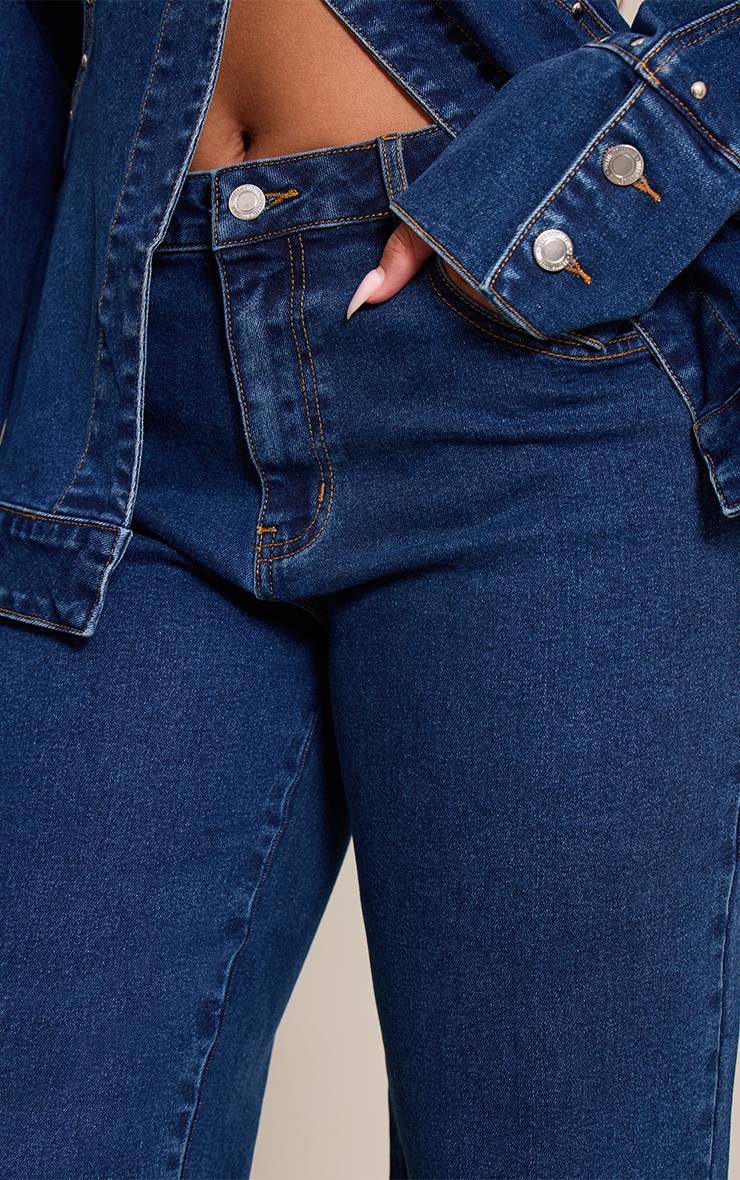 Bleu Foncé Jean Droit À Ourlet Clouté Shape