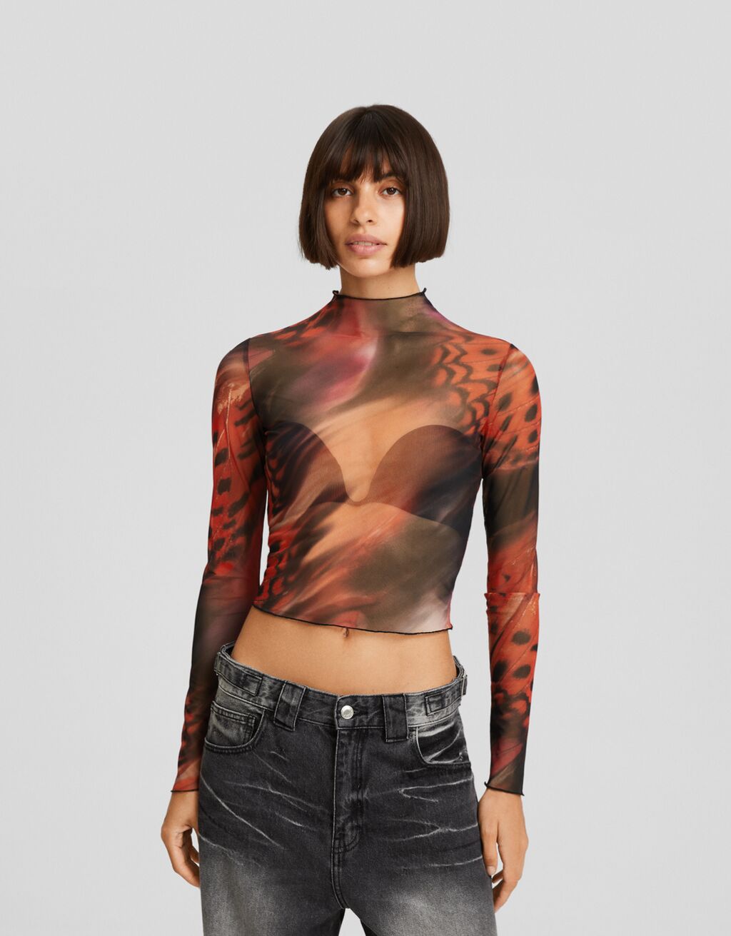 Camiseta de tule de manga comprida