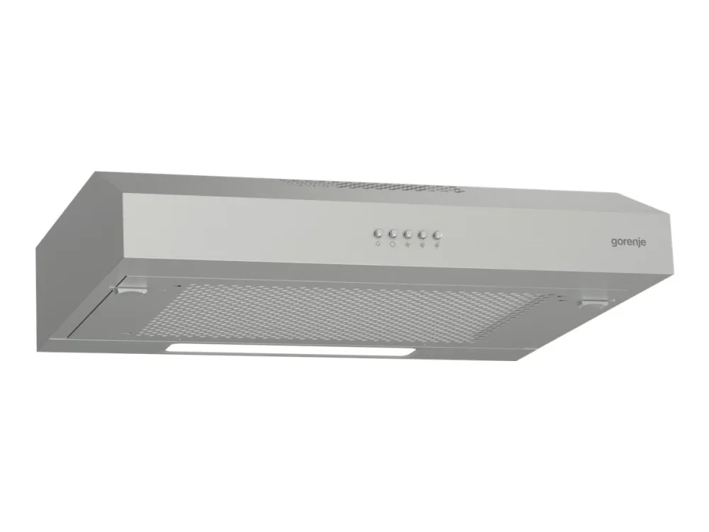 Gorenje Essential WHU629ES/S - Hætte - standard - bredde: 59.6 cm - dybde: 46.8 cm - udtrækning og recirkulation (-) - sølv