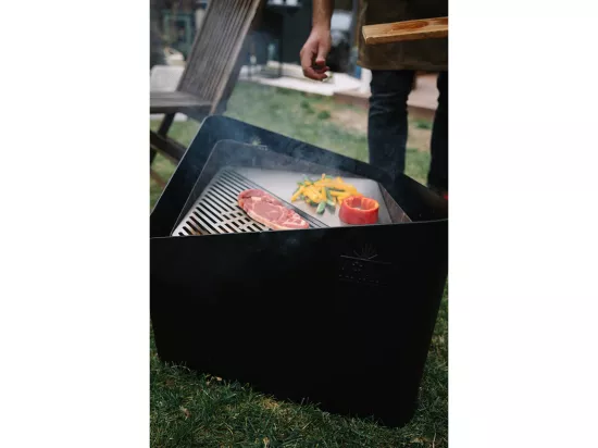 Krak Brasero à bois + grille 79x69cm - levant + grille noir