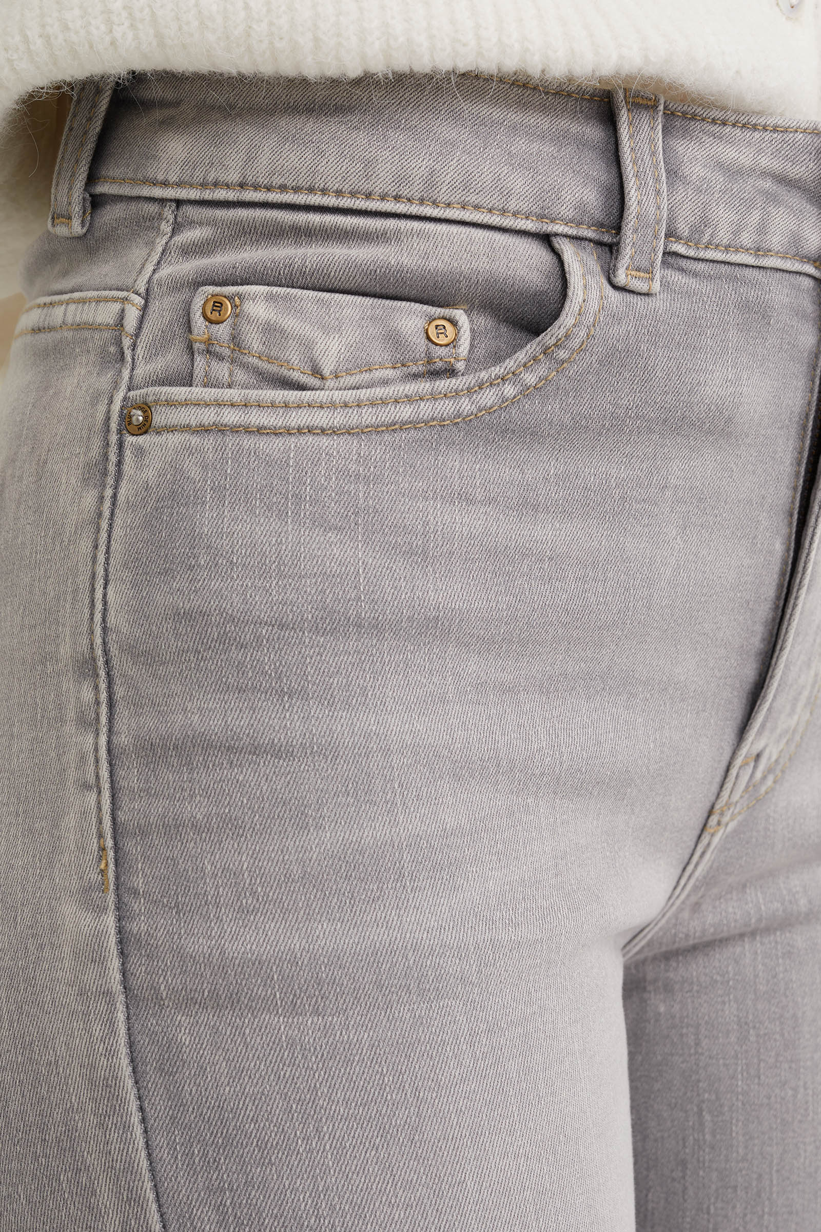 flared jeans met stretch WE Fashion Lichtgrijs