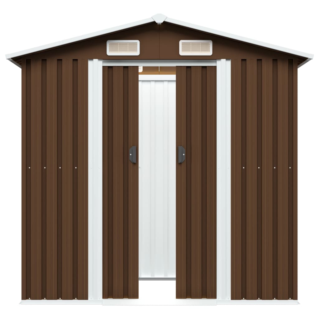 Casinha de jardim vidaXL, aço, marrom, 204x132x186 cm