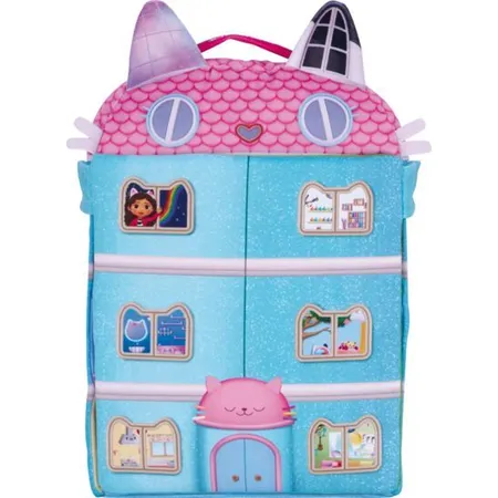 Schmidt Spiele Plüsch Gabby's Dollhouse, Puppenhaus mit 3 Figuren und Lift, 41 cm