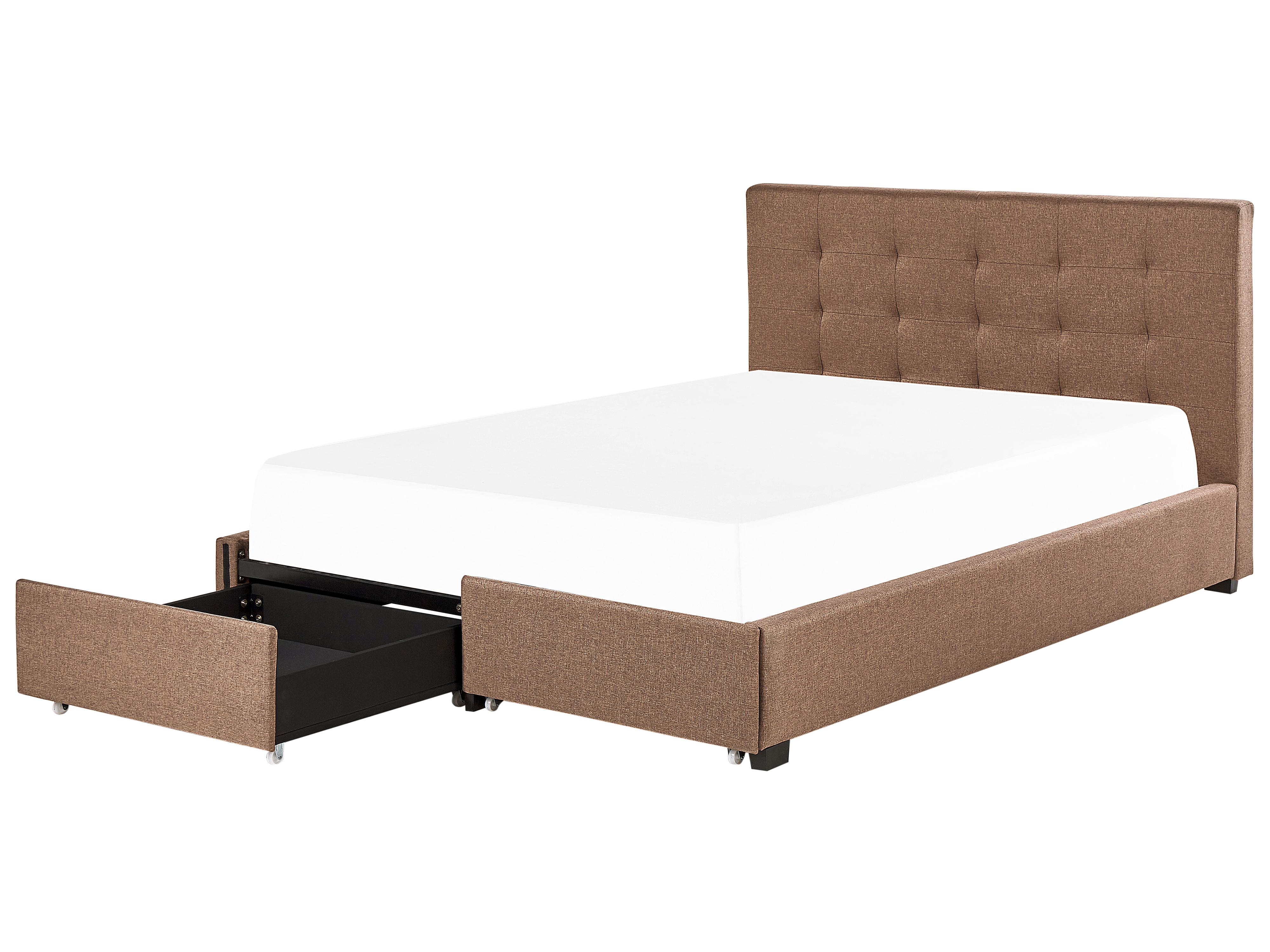 Bed met opbergladen Stof LA ROCHELLE 180 x 200 cm Bruin