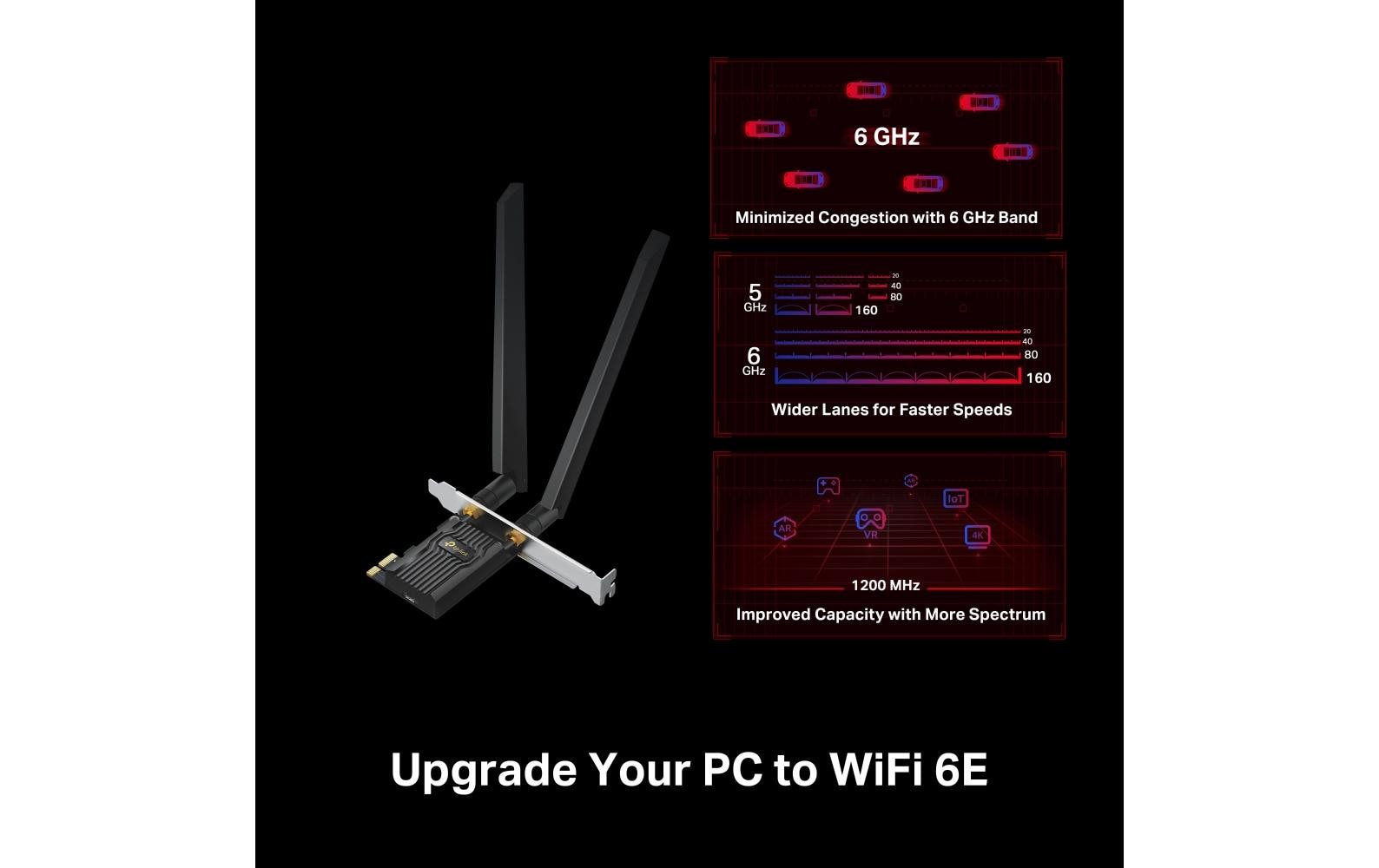 WLAN-AX PCIe Adapter Archer TXE72EAXE5400 Wi-Fi 6E Bluetooth 5.3 PCIe Adapter