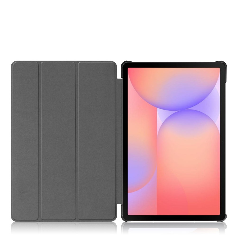 Samsung Galaxy Tab S10 Lite / S10 FE / Tab S9 FE / S9 Flipcase Hülle Ledertasche mit Aufstellfunktion Litchi Look   S-Pen Halterung - Schwarz