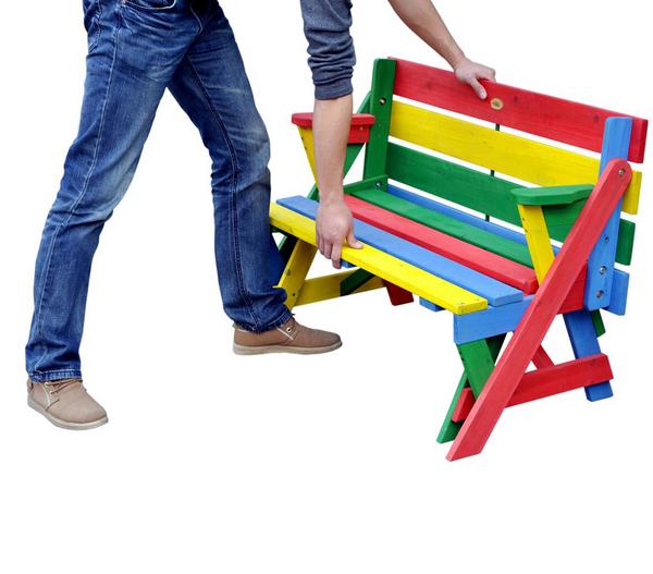 Habau Kinder Picknickbank bunt, 100 x 50 x 62