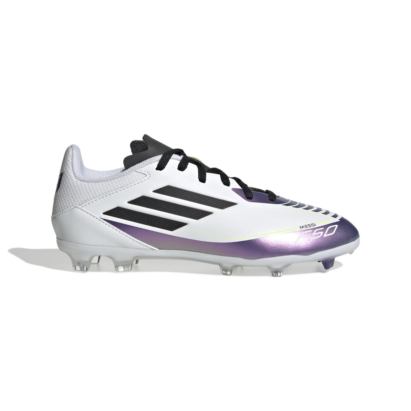 Adidas F50 Messi League Gras / Kunstgras Voetbalschoenen (MG) Kids Wit Paars Zwart