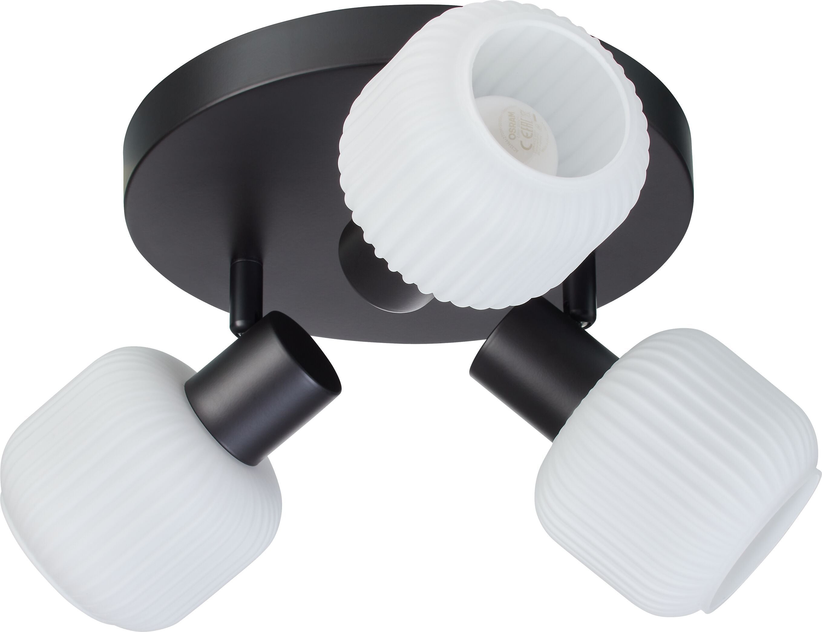 RINO Deckenspot 3flg. - Schwarz, Weiss / H: 15.0 cm x D: 22.0 cm