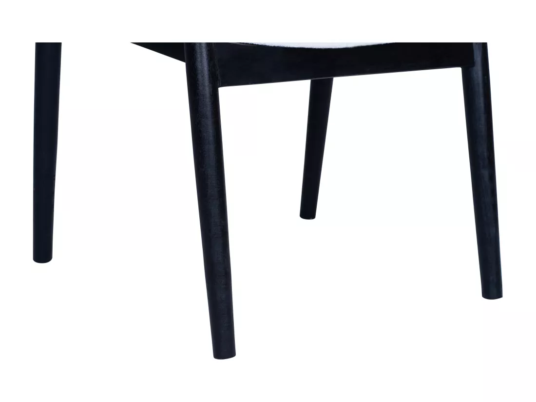 Lot de 6 chaises avec accoudoirs en teck et tissu bouclette - Noir et Blanc - SOUADY