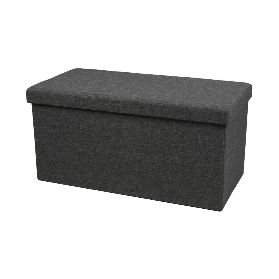 Urban Living poef/hocker/opbergbox - grijs - mdf - 76 x 38 x 38 cm
