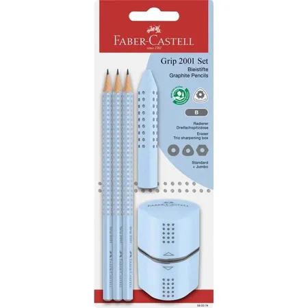 Faber-Castell Bleistift Set Grip 2001 sky blue BK