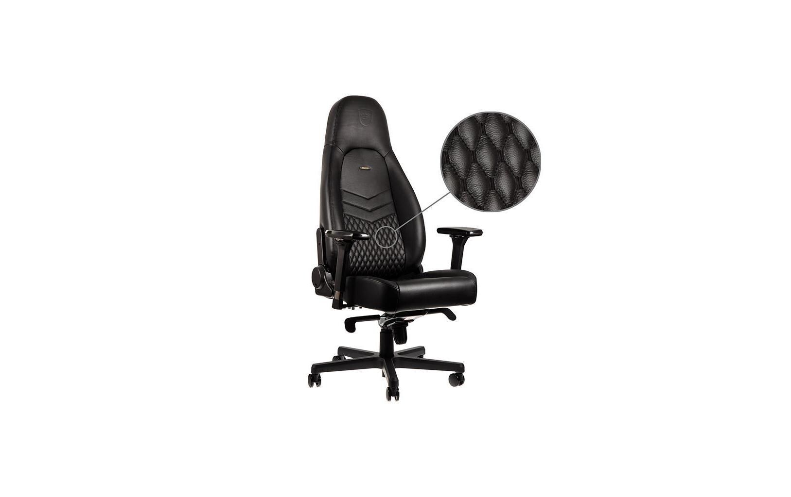 Gaming-Stuhl ICON Echtleder Schwarz<br>Echtleder-Computersessel