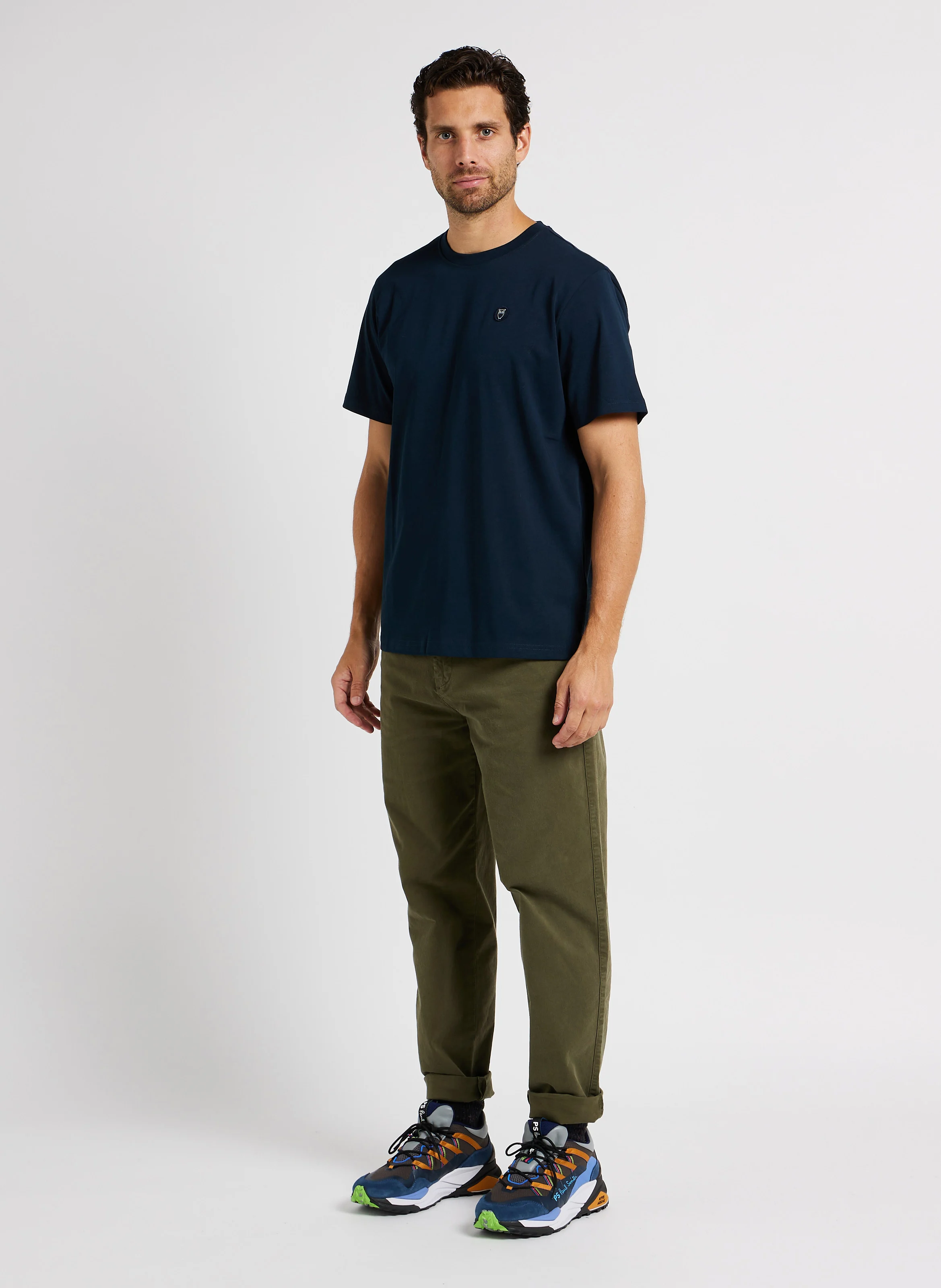 Tee-shirt droit col rond en coton bio | Bleu