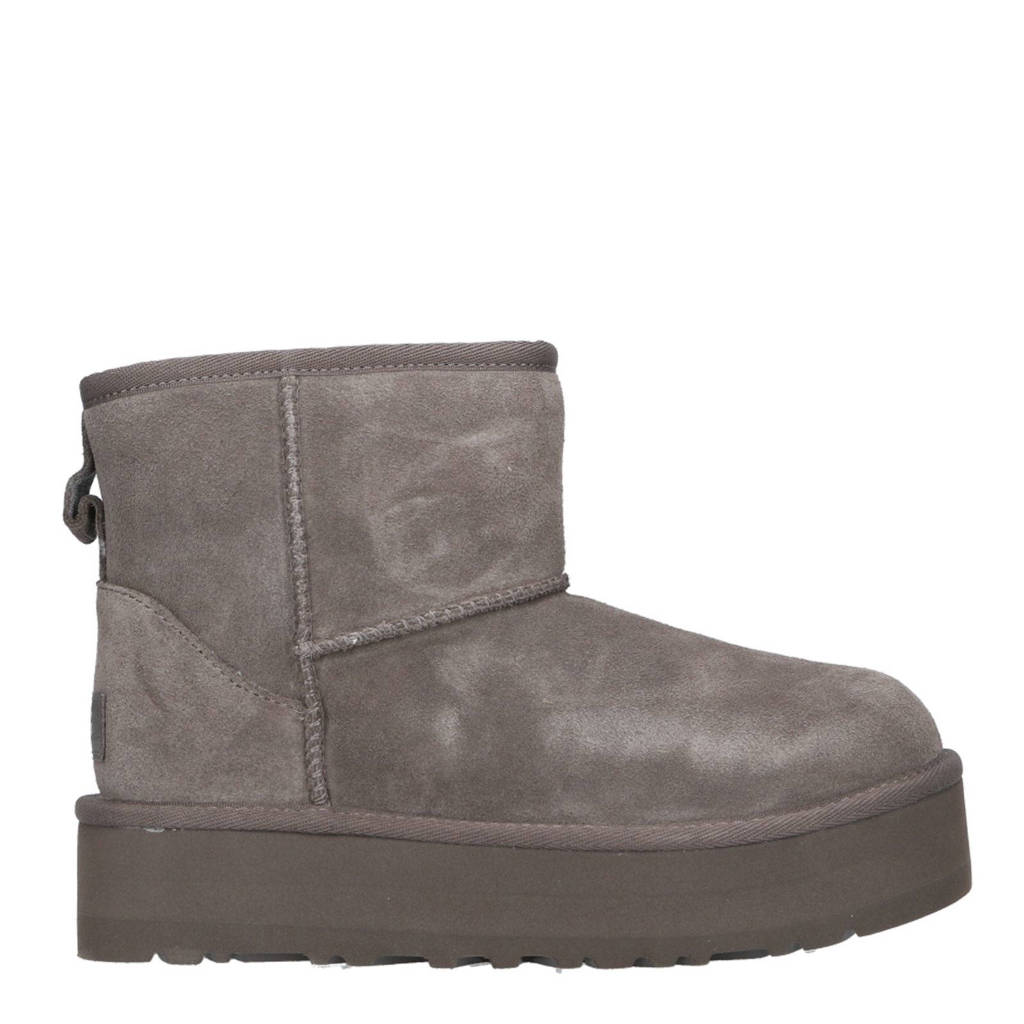 UGG Classic Mini Platformgevoerde enkelboots grijs