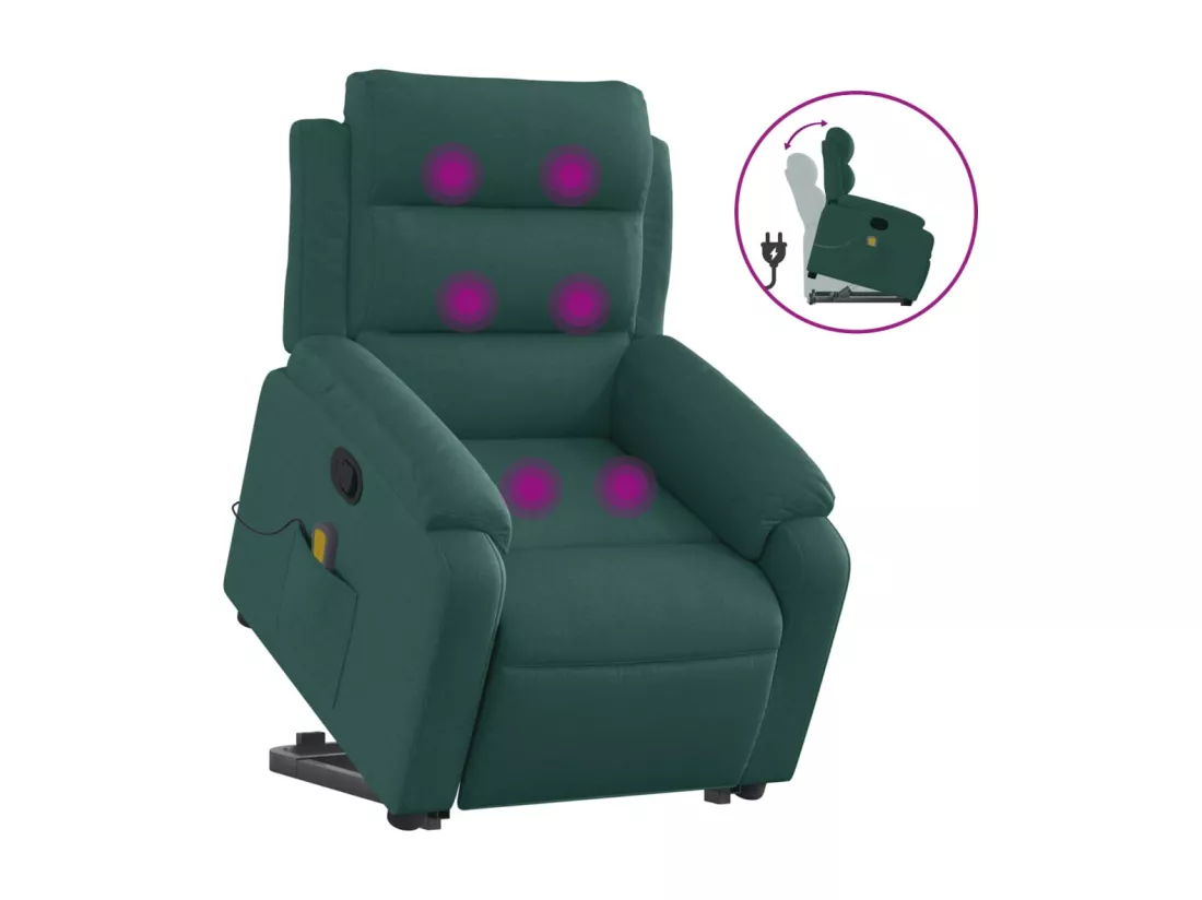 Fauteuil inclinable massant Vert foncé Tissu