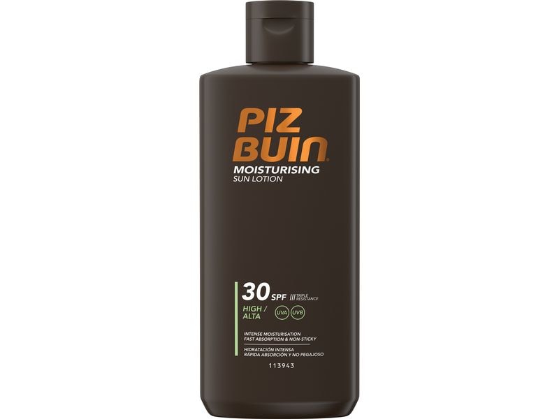 PIZ BUIN Sonnenlotion Moisturising LSF 30 200 ml Feuchtigkeitsspendende Körperlotion für zarte Haut