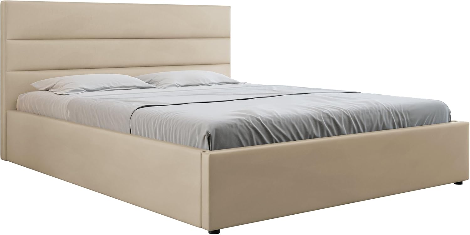 Mirjan24 Polsterbett Lutko mit Bettkasten und 2 Gasdruckfedern, Doppelbett mit Lattenrost, Bett mit Polsterkopfteil, Bettgestell, Ehebett (HLR 05, 160 x 200 cm)