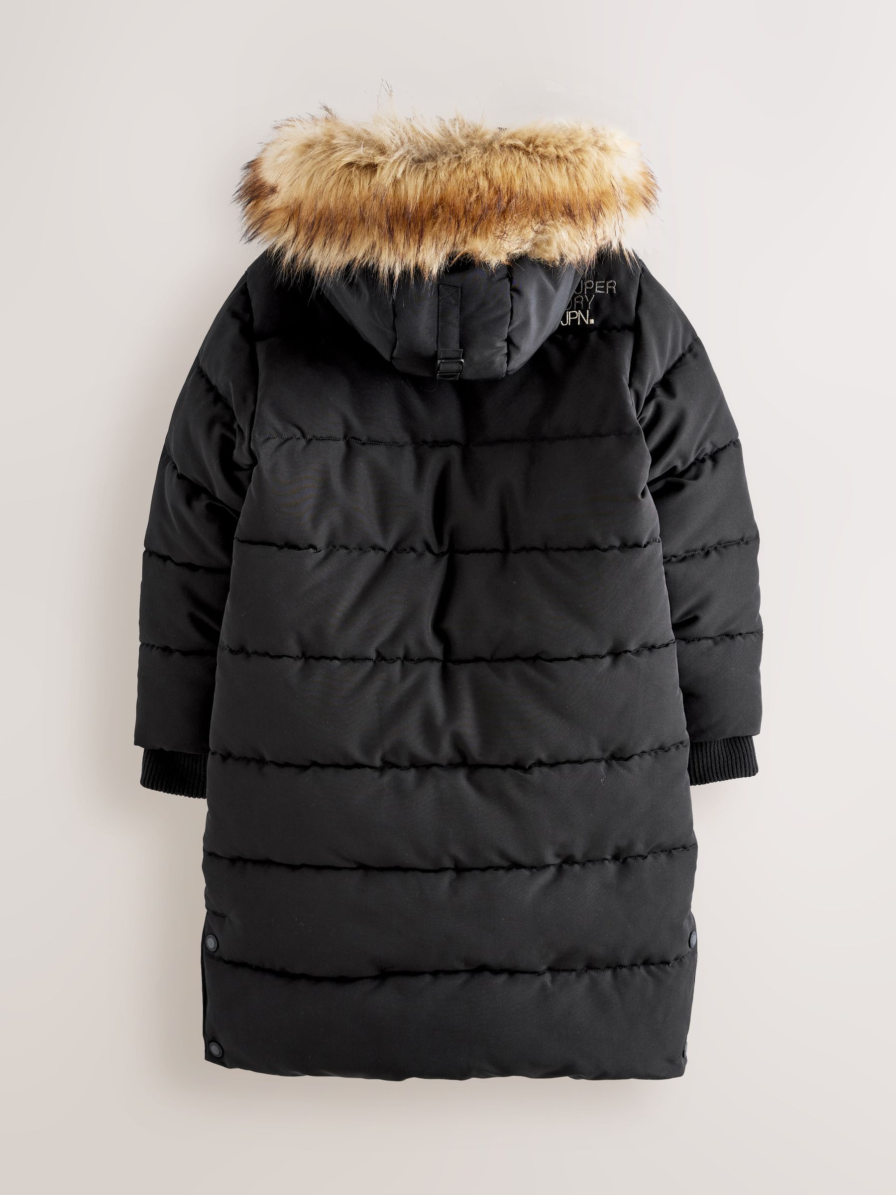 Zwart - Superdry - Everest lange gewatteerde jas