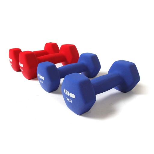Conjunto de 4 halteres Keboo Série 500 (16 kg): 2 halteres de 5 kg e 2 halteres de 3 kg