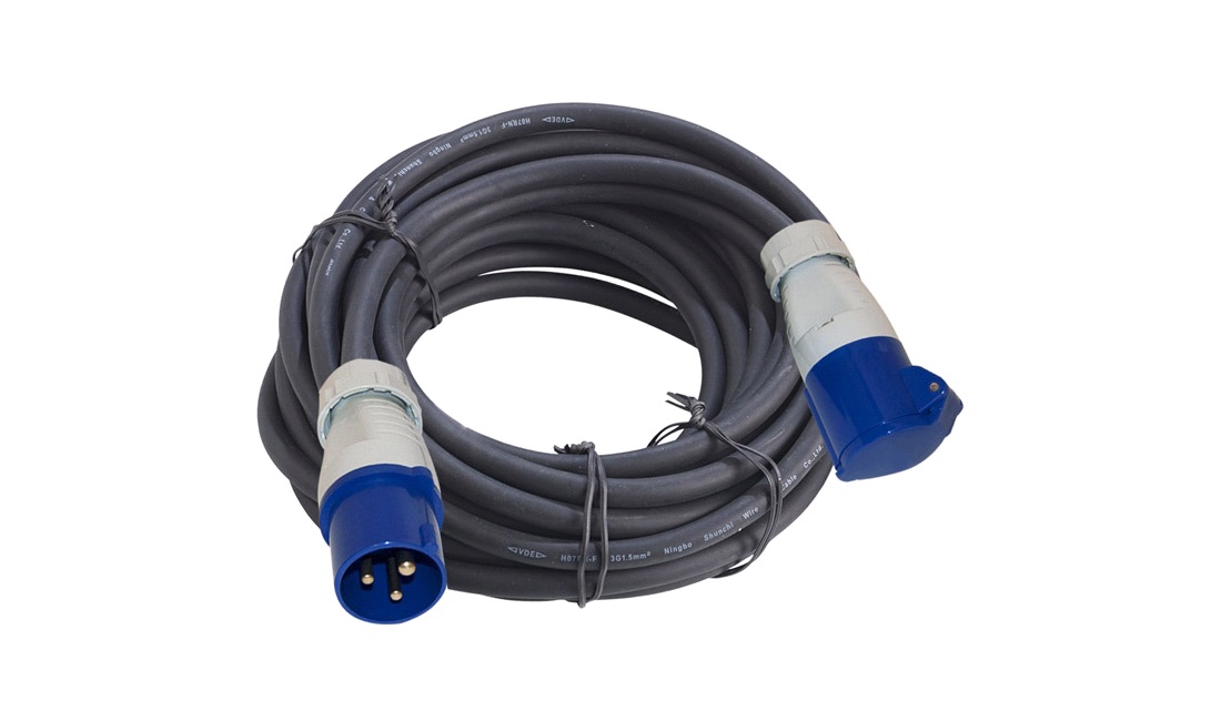 Neopren 3x2,5mm2 - 230V/16A - forstærket CEE stik - 20m