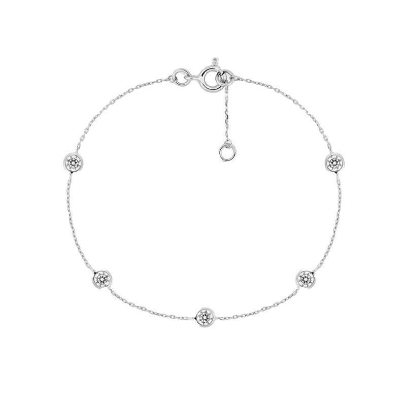 Bracelet Femme - Oxyde de zirconium - Or 18 Carats - Longueur : 18 cm