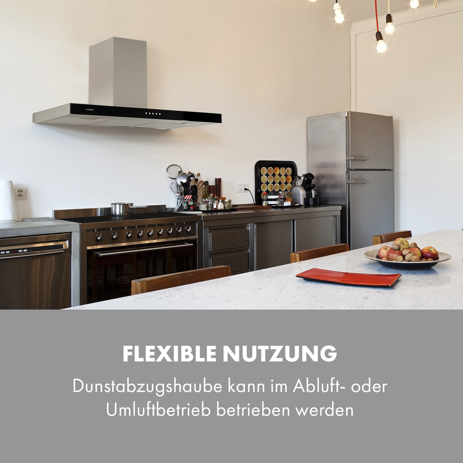 Darya Dunstabzugshaube 90cm 310 m³/h Edelstahl silber