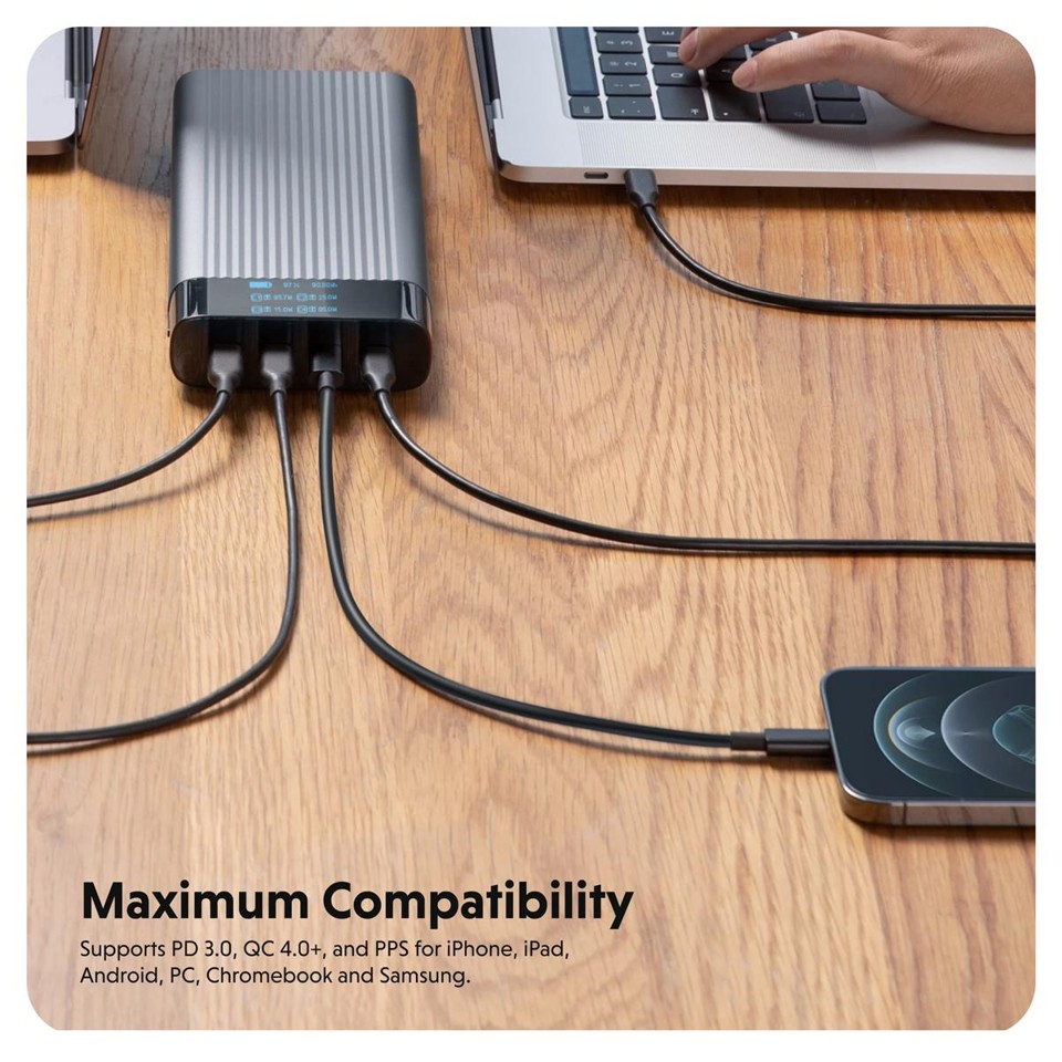 Hyper - HyperJuice - 245W USB-C 100Wh Power Bank Med OLED Display