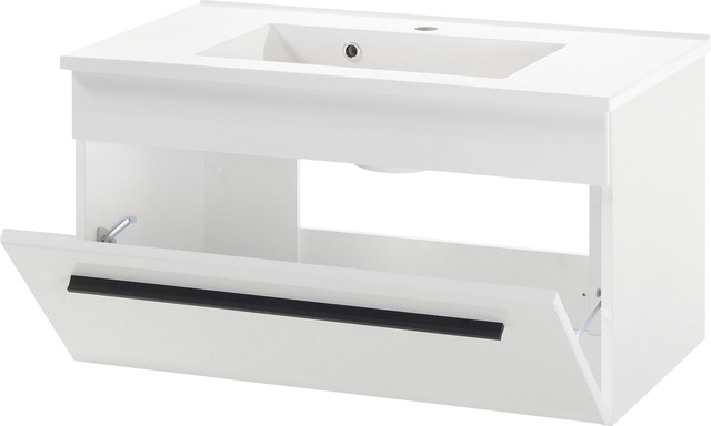 INOSIGN Waschtisch »Cantara, Waschtisch inkl. Waschbecken, modernes Design« mit schwarzen Griffen, ausreichend Stauraum
