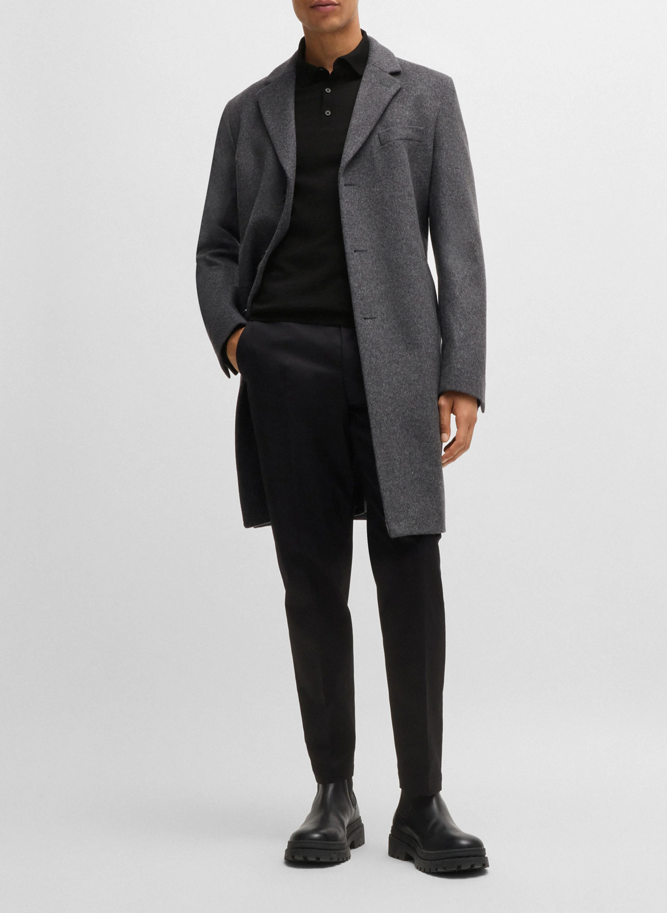 Polo slim-fit en laine | Noir