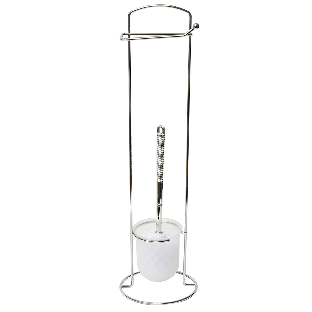 Dérouleur papier toilette et brosse WC chromé 16.5x59cm