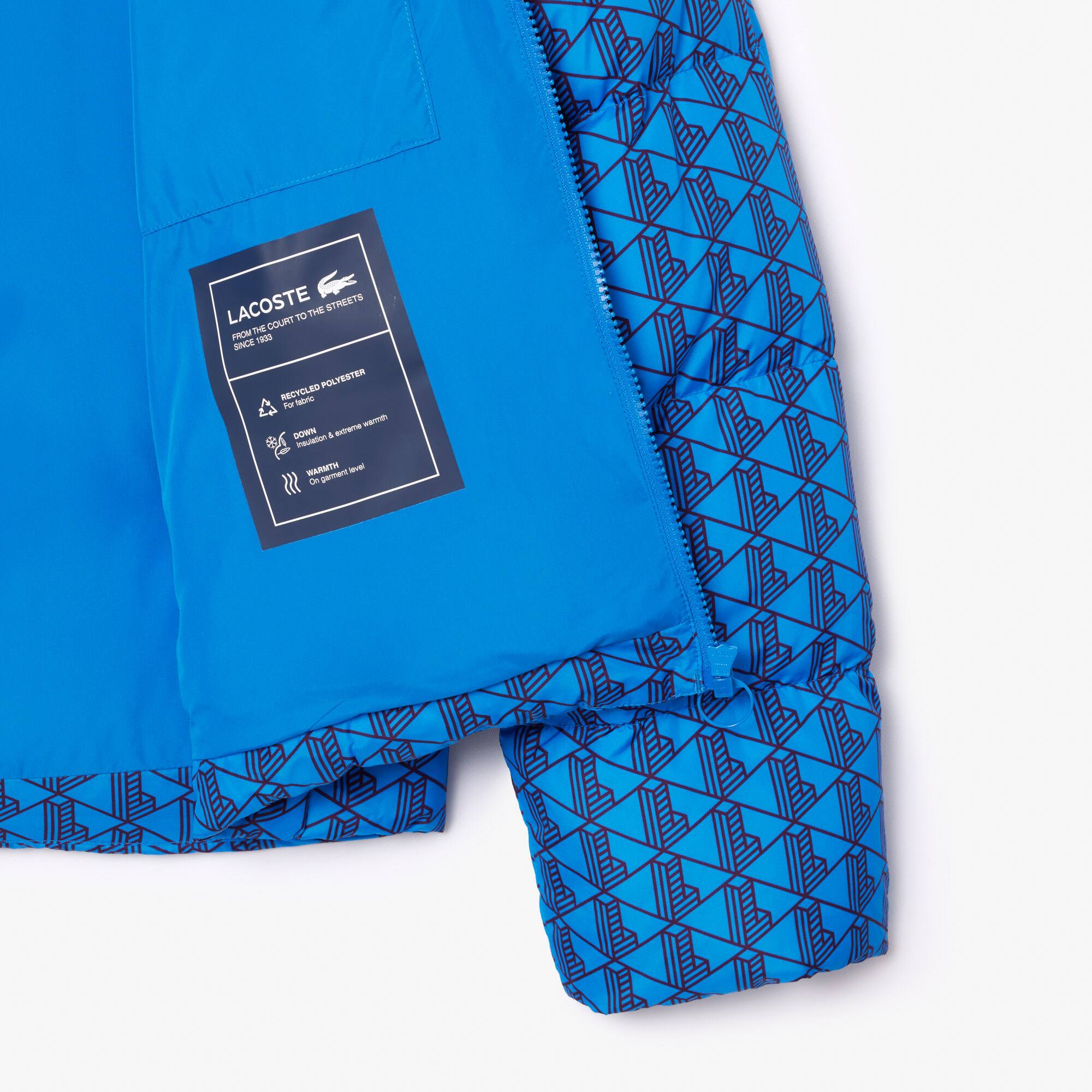 Kapuzen-Pufferjacke mit Monogramm-Aufdruck mit Puffer-Croc hinten. Jacken & Mäntel - Blau - Lacoste - Damen