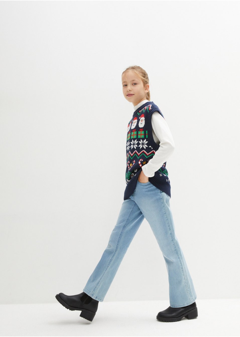 Pull de Noël enfant sans manches en maille