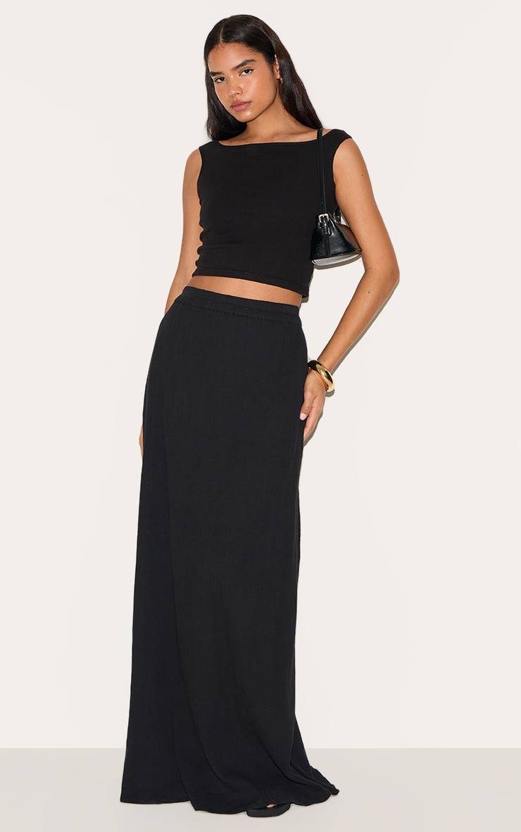 Jupe Longue Taille Haute En Gaze De Coton Avec Taille Élastiquée