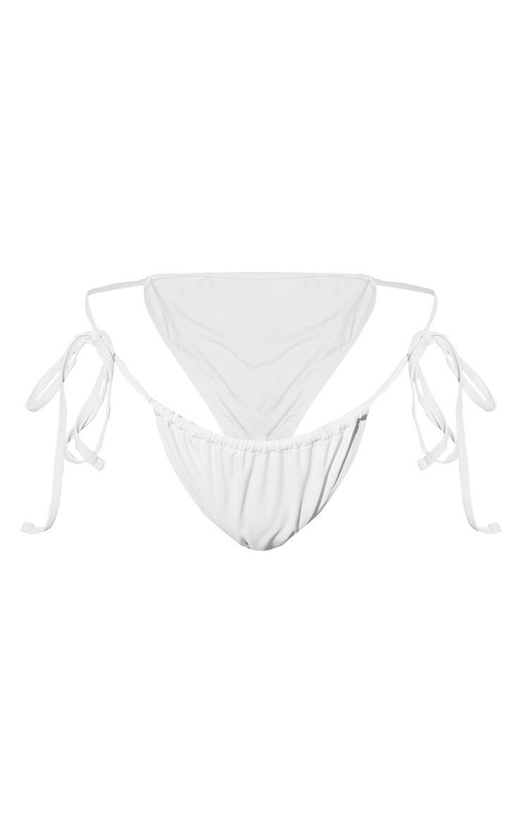 Blanc Bas De Bikini Tanga Grande Taille À Liens Sur Les Côtés
