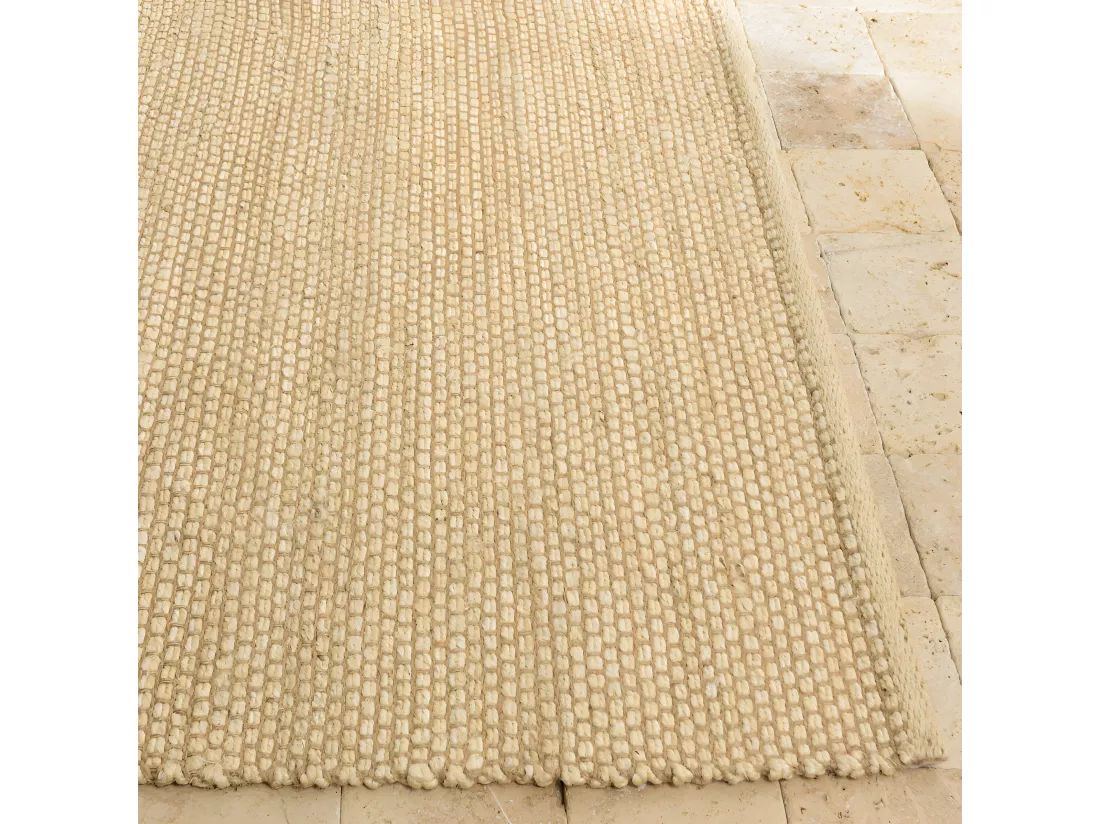 QUENTIN - Tapis rectangulaire 160x230cm en jute et coton beige