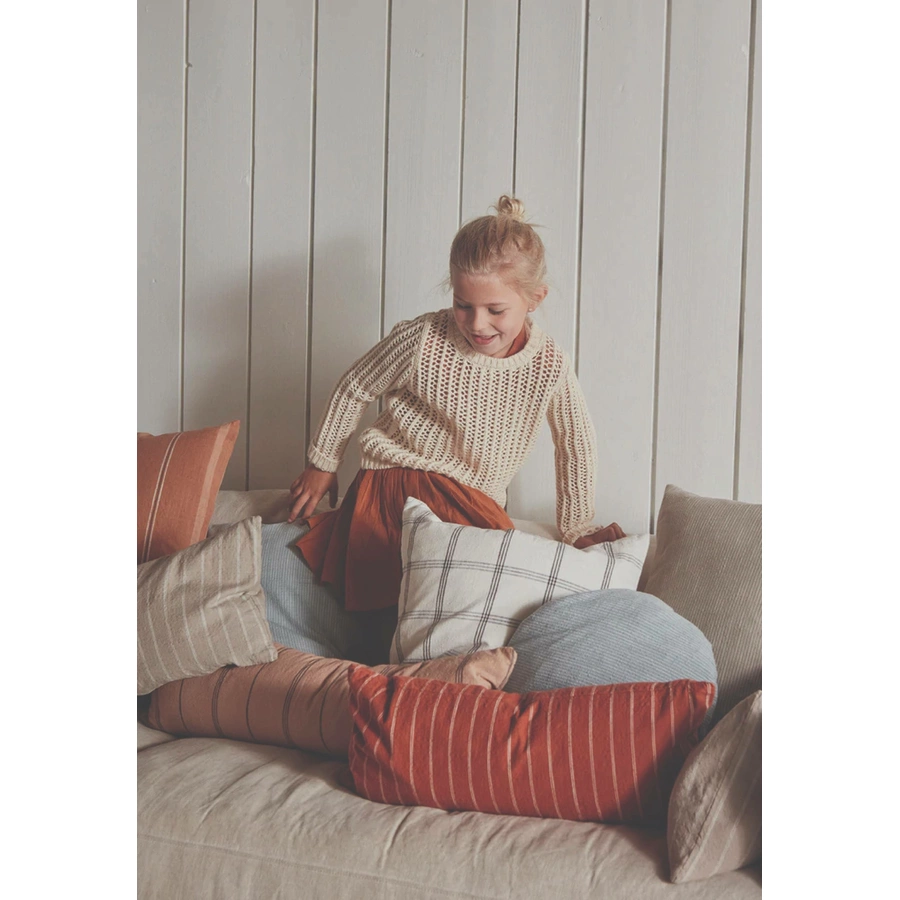 OYOY Kissen Kyoto Cushion Round Taubenblau