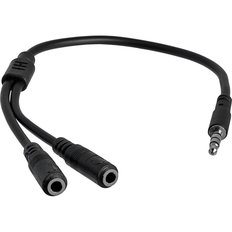 StarTech.com Adaptateur pour casque avec prises pour écouteur et microphone séparées - Mini-Jack 3,5mm 1x (M) 2x (F) - Noir